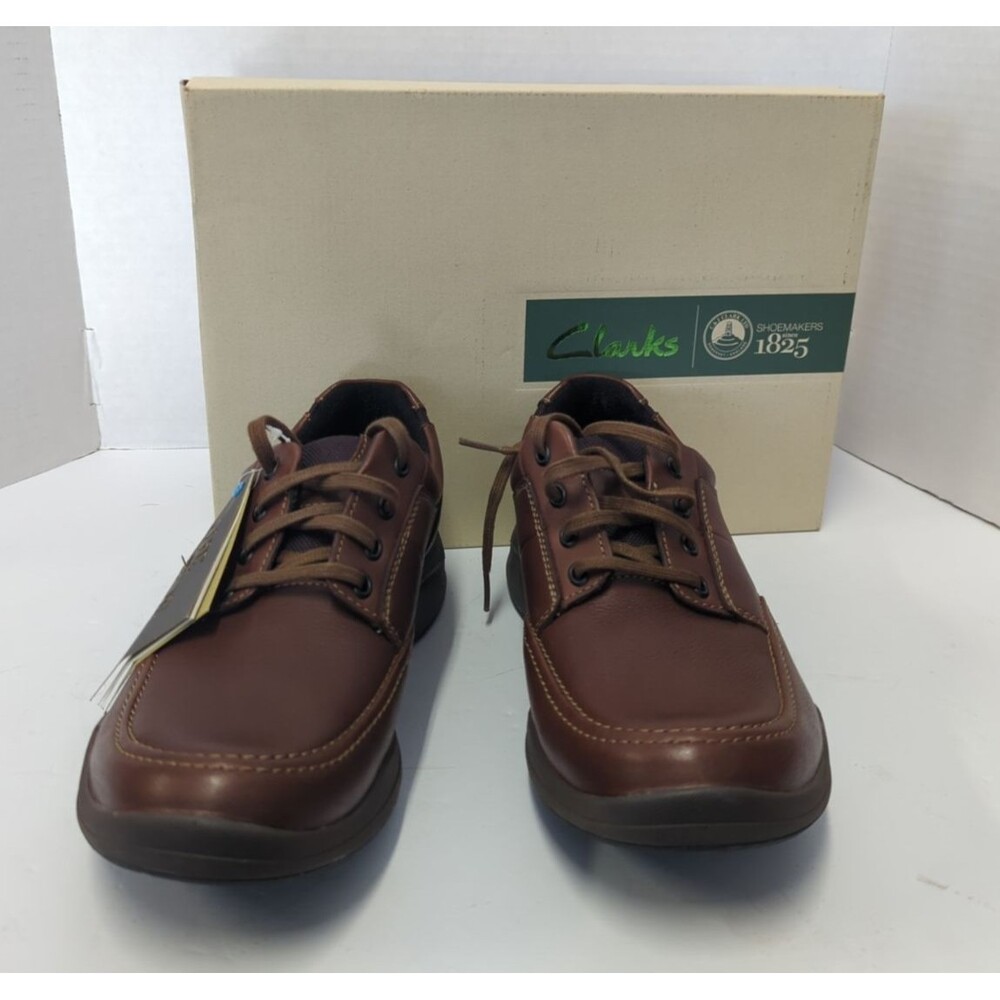 CLARKS Wavekorey Size 11 Mens Brown Leather Lace Up Casual Shoes "New With Tags"